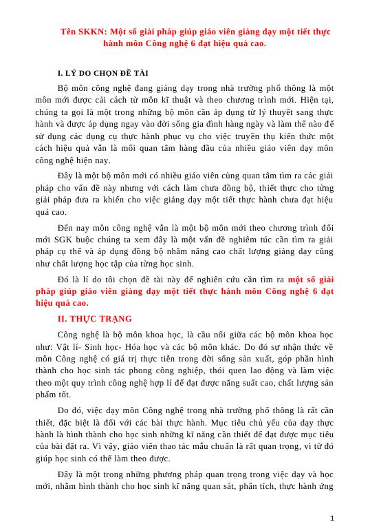 Hoạt động thực hành môn công nghệ 6