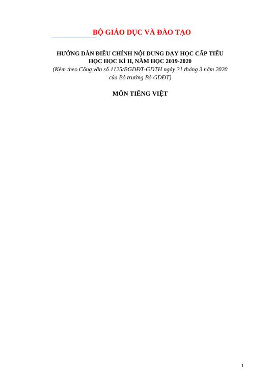 HƯỚNG DẪN ĐIỀU CHỈNH NỘI DUNG DẠY HỌC - LỚP 5 - HỌC KÌ II - 2019_2020 - Bộ GD - Phạm Xuân Toạn -