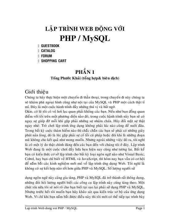 Lập trình Web với PHP - Tư liệu tham khảo - ™Nguyễn Tấn Cường™ - Thư ...