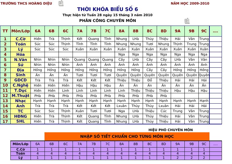 TKB THCS - Excel - Bùi Văn Thịnh - Thư viện Bài giảng điện tử