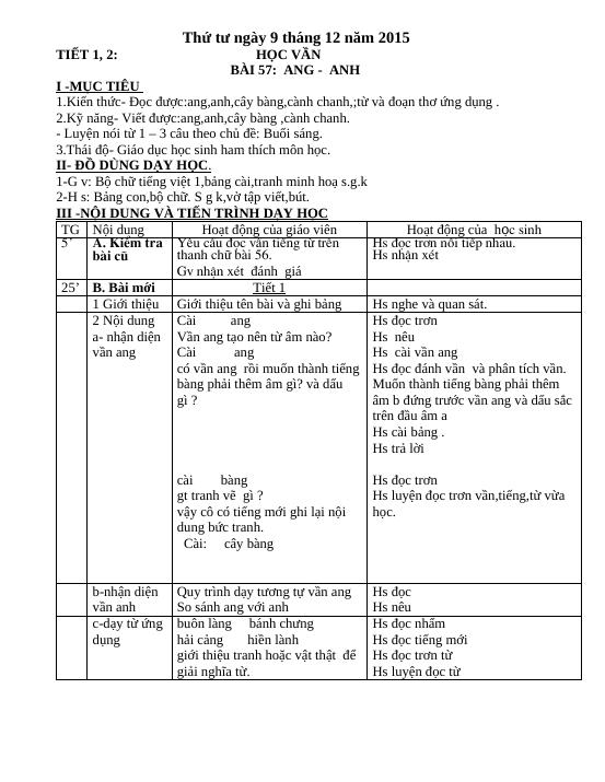 Bài 57. ang, anh - Tiếng Việt - Lê Thị Nương - Trường Tiểu học Phương ...