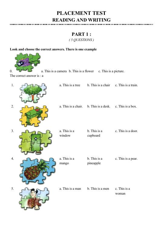 Placement test base on Flyer , Mover and starter - Let's Learn 4 ...