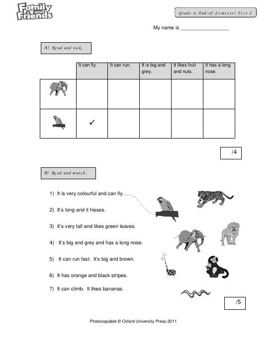 review grade 4 family and friends test 2 - Family and Friends 4 ...
