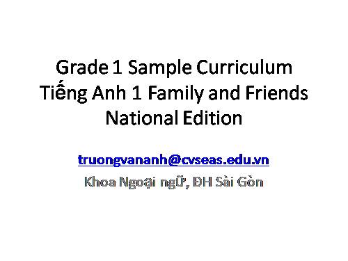Phân phối chương trình Tiếng Anh 1 Family and Friends National Edition ...