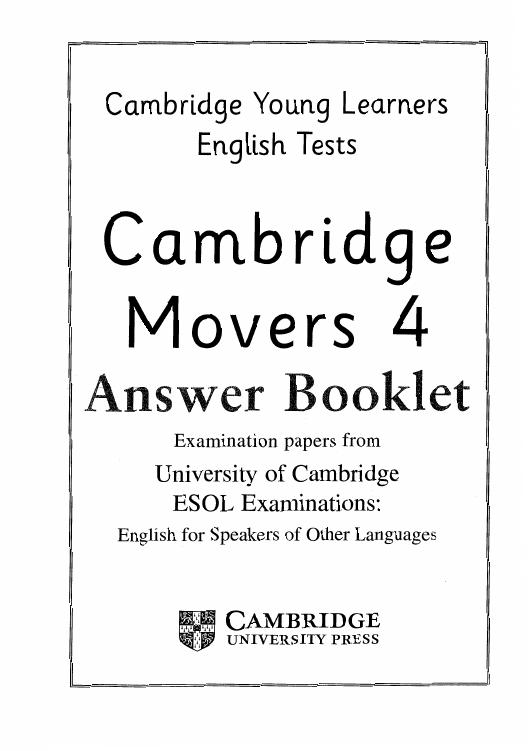 Movers 4 Answer key Starters Movers Flyers Hồ Thị Lam Quỳnh