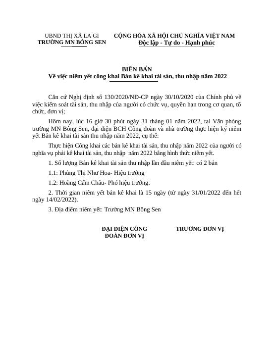 bien ban niem yet cong khai tai san thu nhap 2021 - Mẫu ke khai tai san ...
