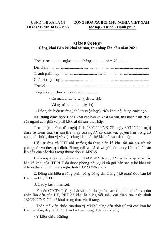 bien ban cong khai tai san thu nhap 2021 - Mẫu ke khai tai san mới ...
