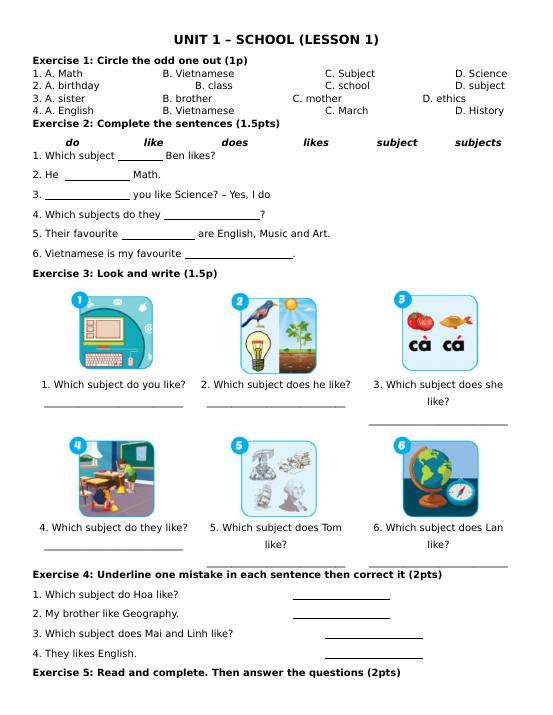 UNIT 1 - LESSON 1 - i-Learn Smart Start 5 - Lisa Nguyen - Thư viện Đề ...