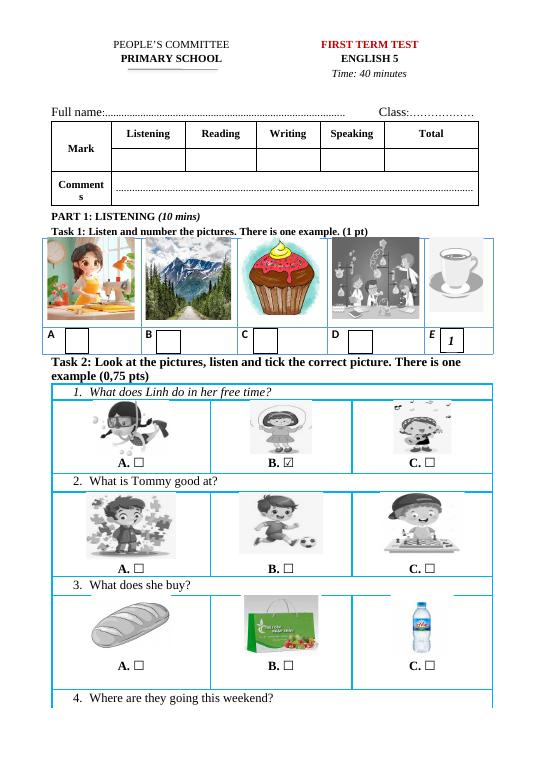 First term test - English Discovery 5 - Ngọ Quang Trọng - Thư viện Đề ...